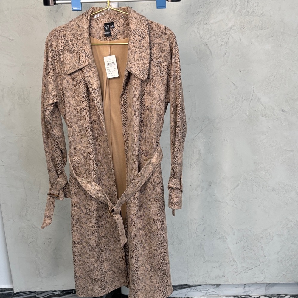 Windsor Snake Print Trench Coat in Brown